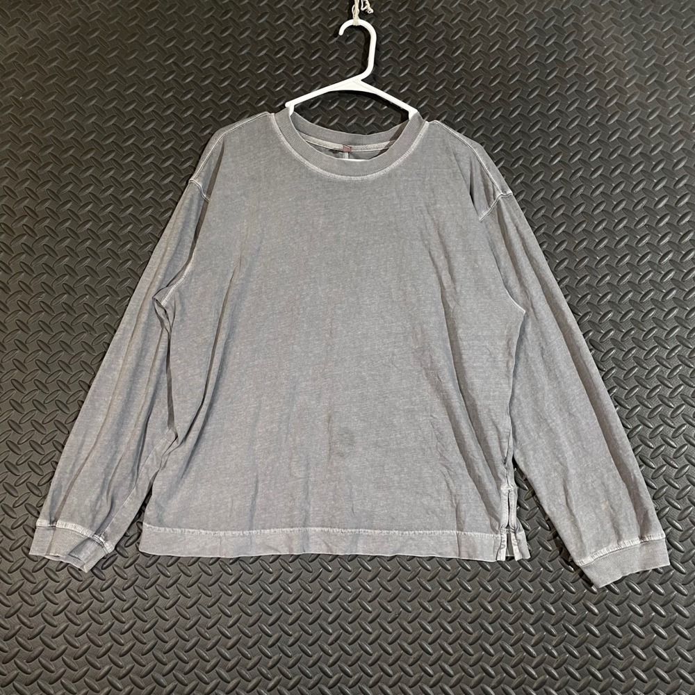Free People Gray Long Sleeve Thermal‎ Top Women's Small We The Free Slouchy Fit